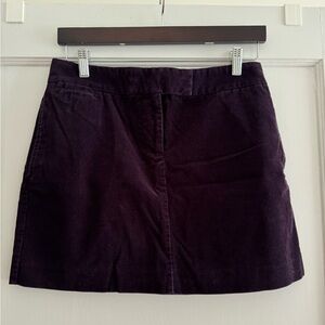 J.CREW size 6 eggplant aubergine dark purple corduroy miniskirt with pockets.